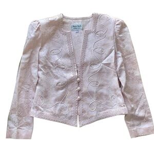 Vtg Nah Nah Collection Beaded Applique Floral Formal Jacket Pastel Pink Size 8